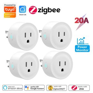 Tuya Smart Plug Zigbee US Socket 20A Wireless Home Outlet with Power Monitor Timing Voice Function Works with Alexa Google Home